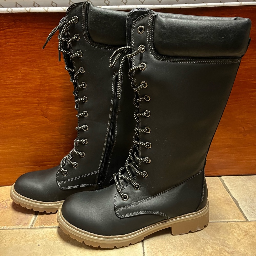 Forever long combat boots